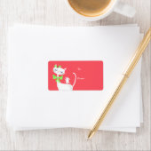 クリスマスホワイトキャットとマウスステッカーギフトラベル ラベル (インサイチュ)