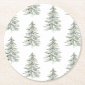 クリスマスホワイトグリーン ラウンドペーパーコースター (正面)