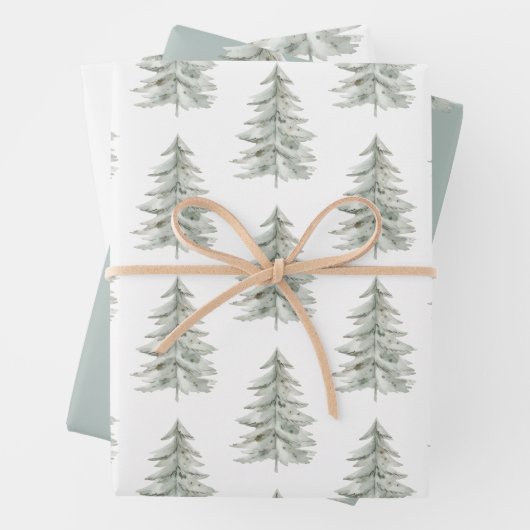 クリスマスホワイトグリーン ラッピングペーパーシート (インサイチュ)