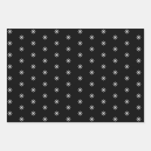 クリスマスホワイトグレーとブラックウッドランズの動物 ラッピングペーパーシート (正面3)