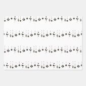 クリスマスホワイトグレーとブラックウッドランズの動物 ラッピングペーパーシート (正面)