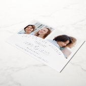 クリスマスホワイトシックなラグジュアリーグレー2写真コラージュ 箔招待状 (回転した状態)