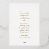 クリスマスホワイトシンプル金ゴールドモダン写真 箔シーズンカード (裏面)