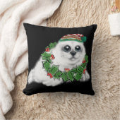 クリスマスホワイトシールアップ、フェスティバル北極動物 クッション (ブランケット)