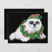 クリスマスホワイトシールアップ、フェスティバル北極動物 ノートカード (正面/裏面)