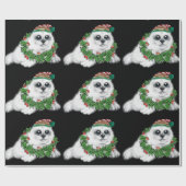 クリスマスホワイトシールアップ、フェスティバル北極動物 ラッピングペーパー (フラット)