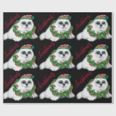 クリスマスホワイトシールアップ、フェスティバル北極動物 ラッピングペーパー (フラット)