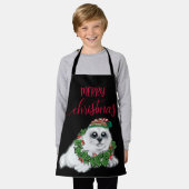 クリスマスホワイトシールアップ、フェスティバル北極動物A エプロン (着用した状態)