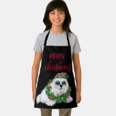 クリスマスホワイトシールアップ、フェスティバル北極動物A エプロン (インサイチュ)