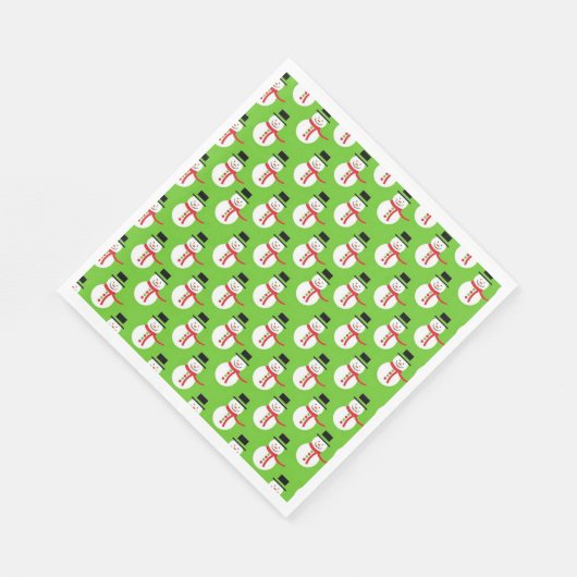 クリスマスホワイトスタンダードナプキン/雪だるま スタンダードランチョンナプキン (角)