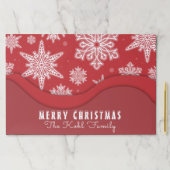 クリスマスホワイトスノーフレークオンレッド紙ランチョンマット ペーパーパッド (インサイチュ)