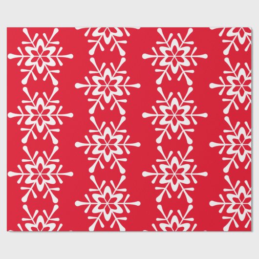 クリスマスホワイトスノーフレークレッドバッキング ラッピングペーパー (フラット)