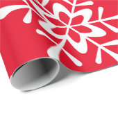 クリスマスホワイトスノーフレークレッドバッキング ラッピングペーパー (ロールコーナー)