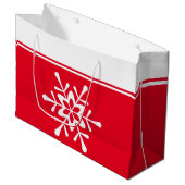 クリスマスホワイトスノーフレークレッドバッキング ラージペーパーバッグ (正面アングル)