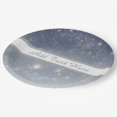 クリスマスホワイトスノーフレーク ペーパープレート (アングル)