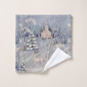 クリスマスホワイトチャーチディきらめくアスノー バスタオルセット (ウォッシュタオル)