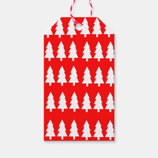 クリスマスホワイトツリーギフトラベル赤 ギフトタグ (正面)