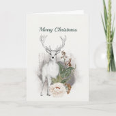 クリスマスホワイトディアーフローラ水彩 シーズンカード (正面)