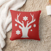 クリスマスホワイトトナカイ頭ホリデー枕 クッション (ブランケット)