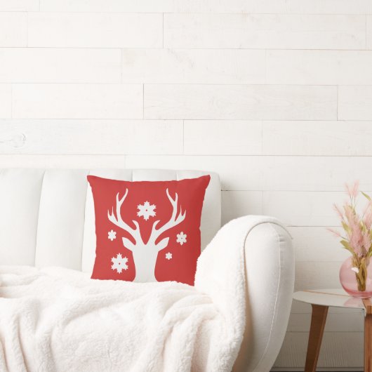 クリスマスホワイトトナカイ頭ホリデー枕 クッション (ソファ)