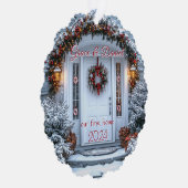 クリスマスホワイトドアリース"私たちの最初の家" オーナメントカード (右)