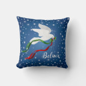 クリスマスホワイトドーブ装飾用クッション クッション (正面)