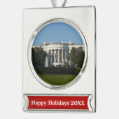 クリスマスホワイトハウスフォーホリデーズワシントンDC シルバープレートバナーオーナメント (左)