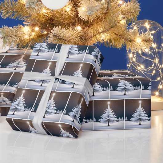 クリスマスホワイトパインとスター ラッピングペーパー (クリスマス)