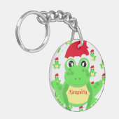 クリスマスホワイトフロッグサンタハットパターンノベルティ キーホルダー (正面左)