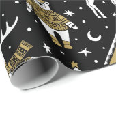 クリスマスホワイトブラック金ゴールドトナディアベアハウス ラッピングペーパー (ロールコーナー)