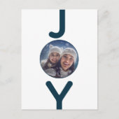 クリスマスホワイトブルーのジョイフォトカード ポストカード (正面)