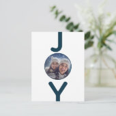 クリスマスホワイトブルーのジョイフォトカード ポストカード (スタンド正面)