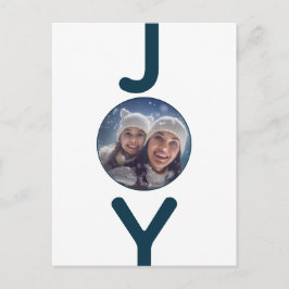 クリスマスホワイトブルーのジョイフォトカード ポストカード