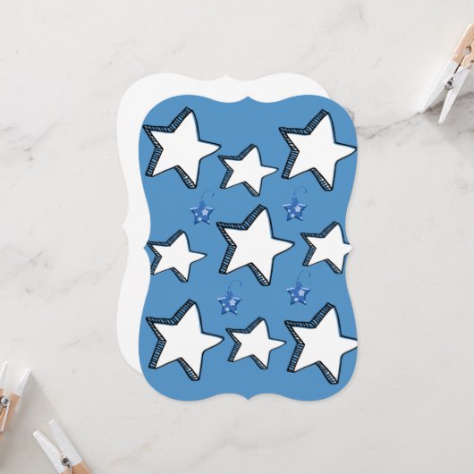 クリスマスホワイトブルースターフラットグリーティングカード カード (正面/裏面インサイチュ)