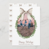 クリスマスホワイトボウコケットリース写真 シーズンカード (正面/裏面)