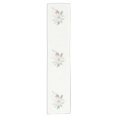 クリスマスホワイトポインセチアとパインコーン ショートテーブルランナー (正面)