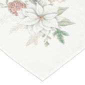 クリスマスホワイトポインセチアとパインコーン ショートテーブルランナー (コーナー)