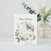 クリスマスホワイトポーラーがフローラの水色を保持 シーズンポストカード (スタンド正面)