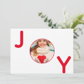 クリスマスホワイトレッドのジョイモダント写真カード 招待状 (スタンド正面)