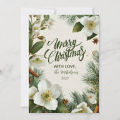 クリスマスホワイト冬の花 シーズンカード (正面)