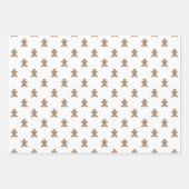 クリスマスホワイト金ゴールドかわいいジンジャーブレッドマンパターン ラッピングペーパーシート (正面2)