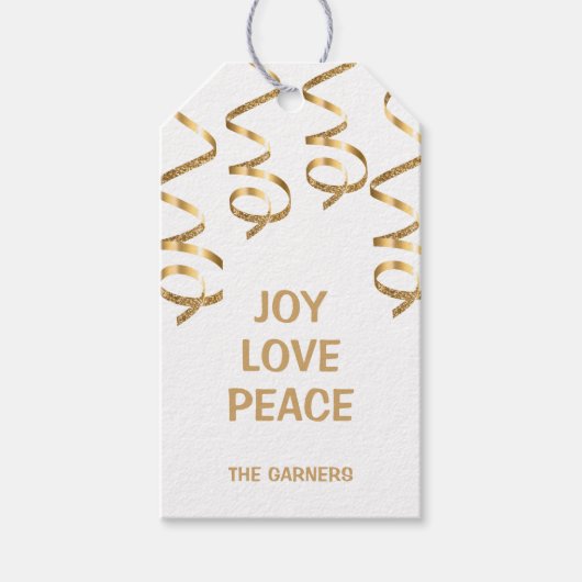 クリスマスホワイト金ゴールド ギフトタグ (正面)