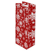 クリスマスホワイト雪片シームレスパターン ワインギフトバッグ (正面アングル)