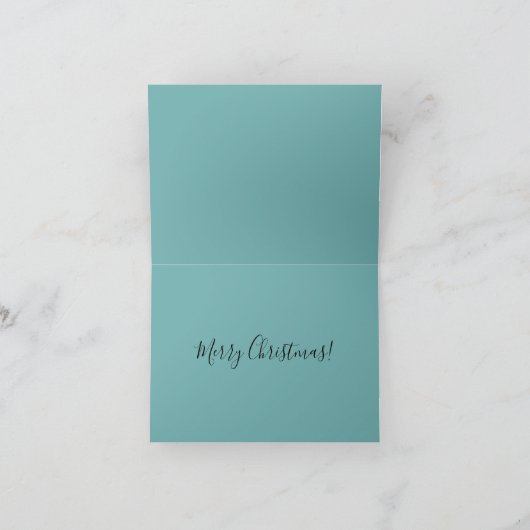 クリスマスホワイト&アクアスノーフレークonティール(緑がかった色)写真 ノートカード (内部)
