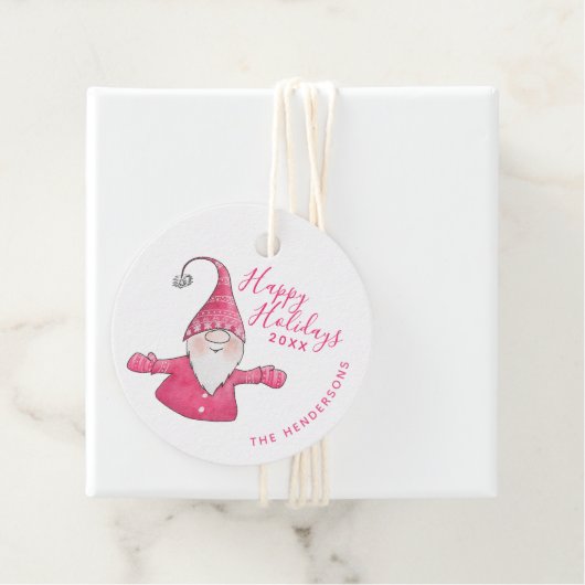 クリスマスホワイト&ピンク格言ハッピーホリデー フェイバータグ (インサイチュ)