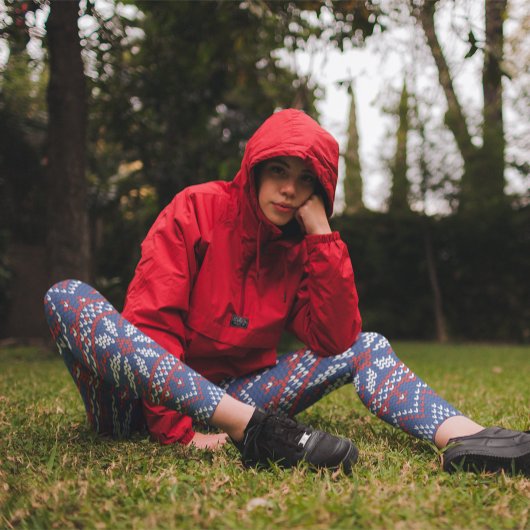 クリスマスホワイト、レッド、ブルーの編み物パターン レギンス