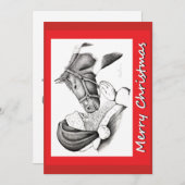 クリスマスホースとサンタクロース シーズンカード (正面/裏面)