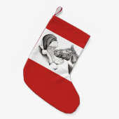クリスマスホースとサンタクロース スモールクリスマスストッキング (正面 (吊り時))