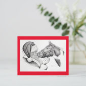 クリスマスホースとサンタクロース ポストカード (スタンド正面)