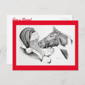 クリスマスホースとサンタクロース ポストカード (正面/裏面)